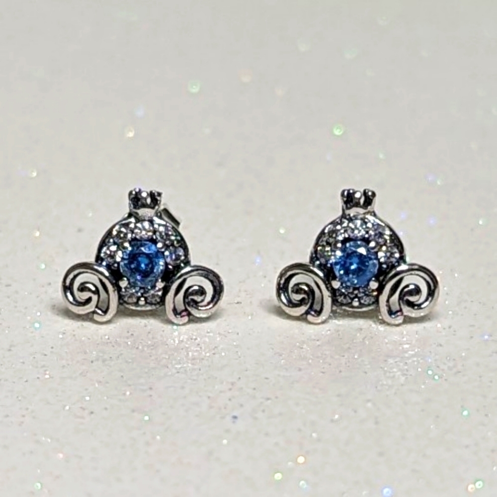 Cinderella's Carriage 925 Sterling Silver Stud Earrings